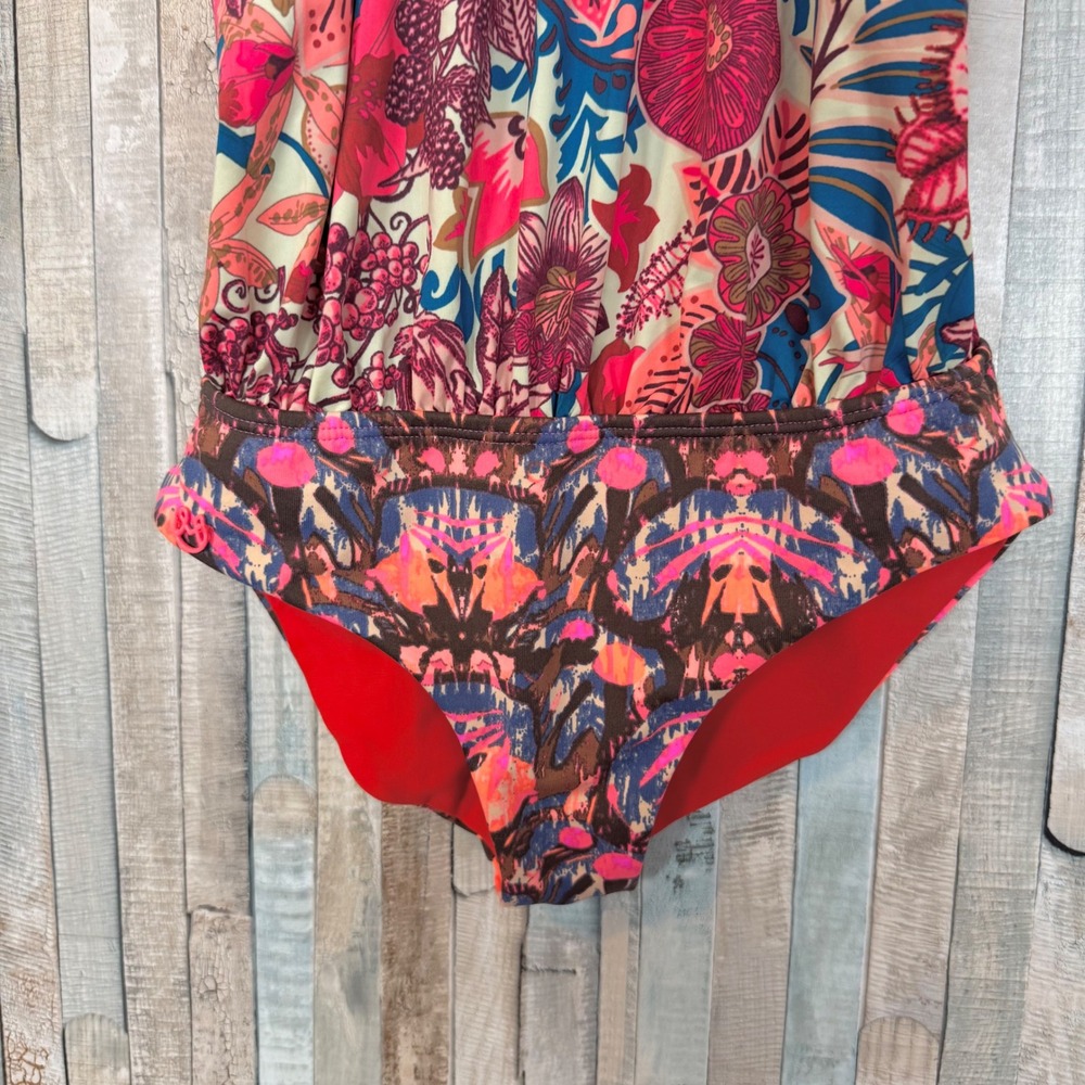 New Maaji Girls Blouson One Piece Swimsuit Tropical Floral Mixed Print Bright 16 - Picture 3 of 9